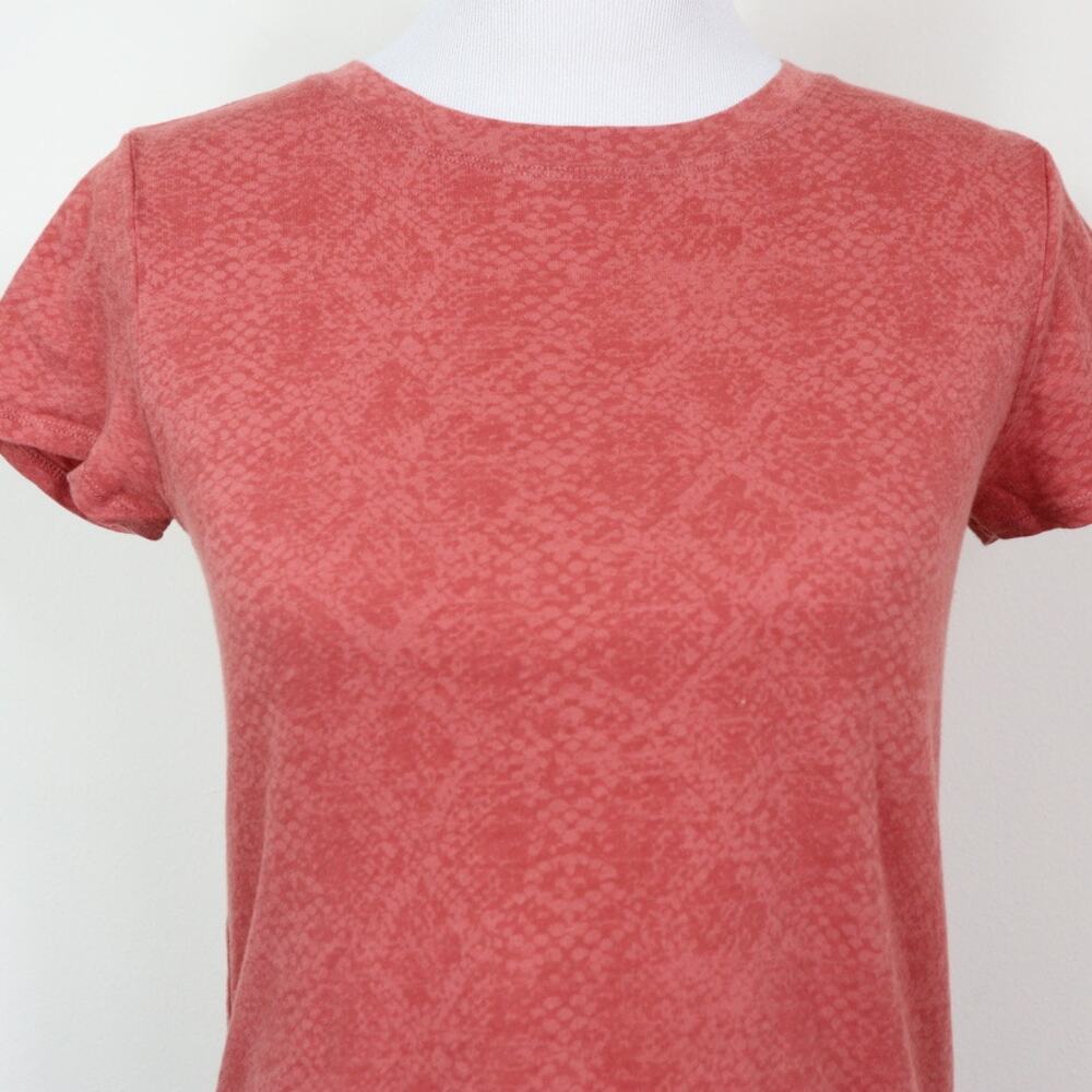 Athleta Size XS Active Tee Shirt Cotton Texture Coral Orange - Picture 7 of 10